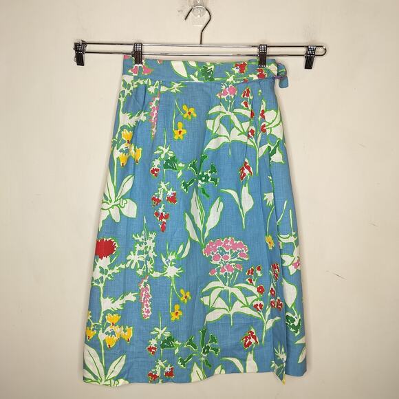 Vintage Saks Fifth Ave Floral Wrap Skirt Cotton Cottage - Picture 1 of 12